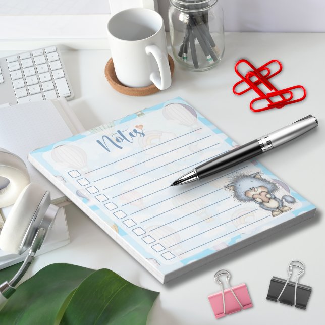 Bloc-note Notes de Ballon à Air Chaud Blue Cat (Créateur téléchargé)