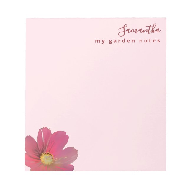 Bloc-note Notes de jardin personnalisées Fleur aquarelle ros (Devant)