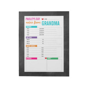 Bloc-note Notes de la garde de jour pour bébé personnalisée