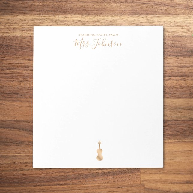 Bloc-note Notes de l'enseignant de violon Élégant Script (Créateur téléchargé)