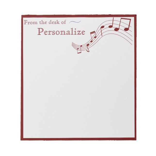 Bloc-note Notes de musique décorative amusante Bordure rouge (Devant)