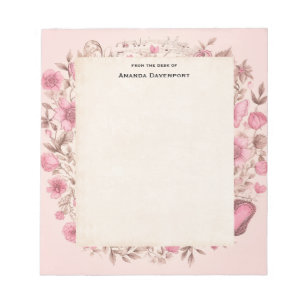 Bloc-note Notes de musique et Fleurs style rétro