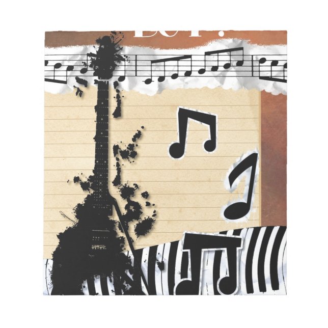 Bloc-note notes de musique joyeuse guitare danse (Devant)