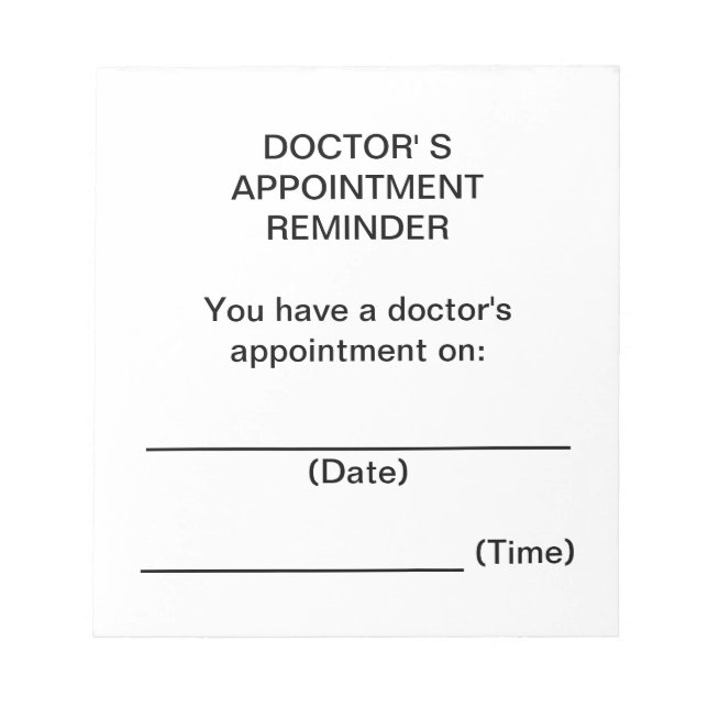 Bloc-note Notes de rappel de rendez-vous chez le médecin (Devant)