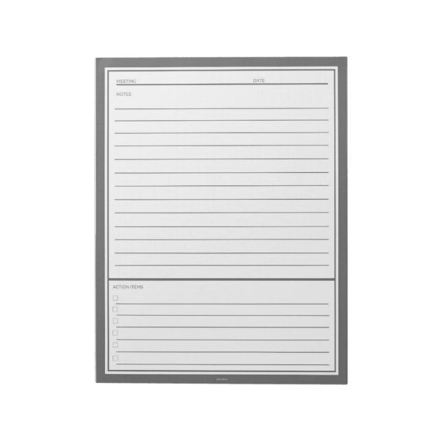 Bloc-note Notes de réunion grises (Tourné)
