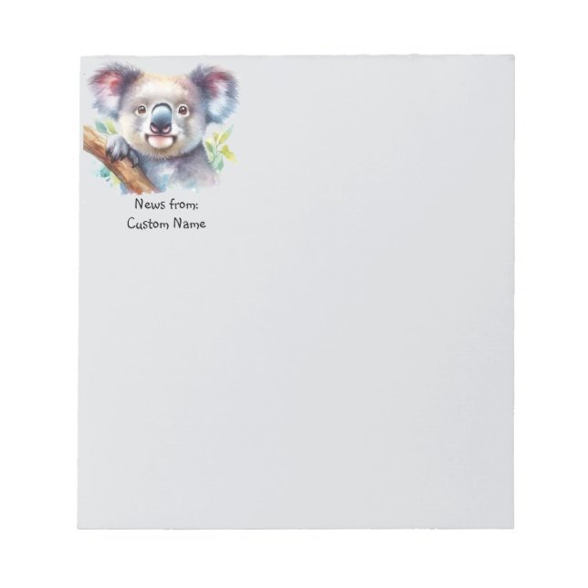 Bloc-note Notes de Watercolor Koala Bear Australian Art (Devant)