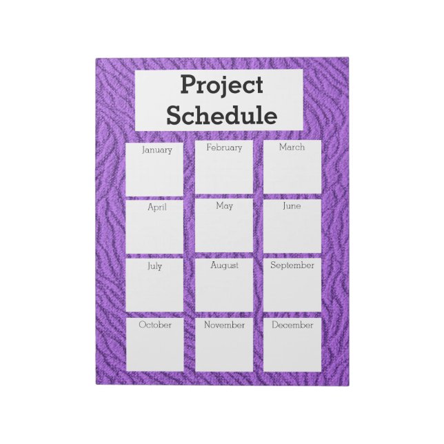 Bloc-note Notes d'impression violettes mensuelles du calendr (Tourné)