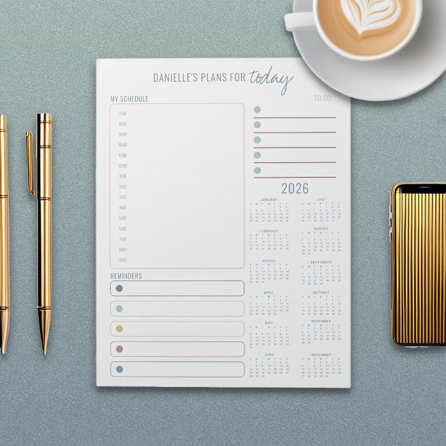 Bloc-note Notes du calendrier du planificateur quotidien 202 (Daily Planner To Do List with 2026 Calendar Notepad)