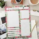 Bloc-note Notes du planificateur quotidien Rose vintage et l<br><div class="desc">Notes du planificateur quotidien Retro vintage Red Roses et liste de choses à faire</div>