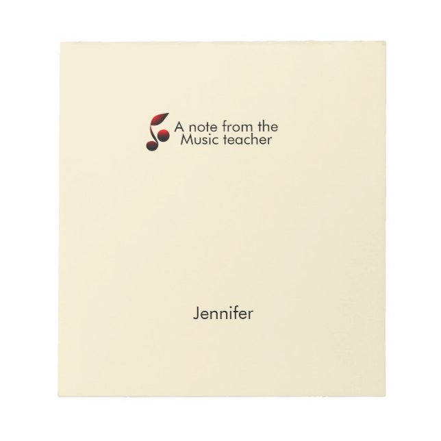 Bloc-note Notes du professeur de musique ajouter nom texte n (Devant)