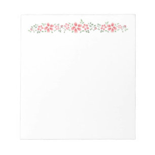 Bloc-note Notes florales roses