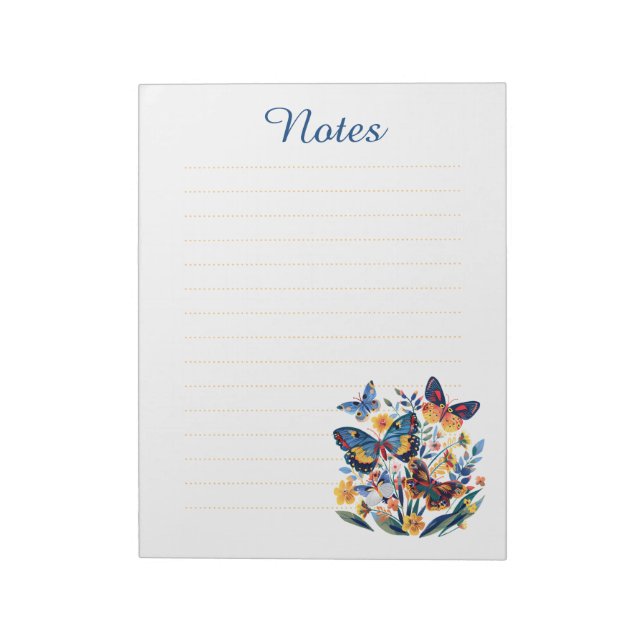 Bloc-note Notes lignées esthétiques Fleurs sauvages et Papil (Tourné)