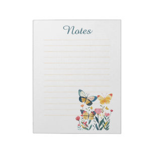 Bloc-note Notes Lignées Fleurs Sauvages et Papillons Colorés