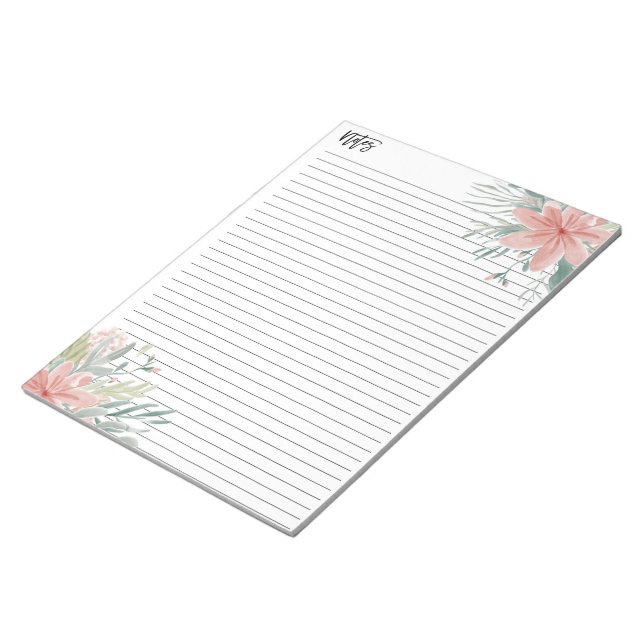 Bloc-note Notes modernes aquarelle rose pâle (Incliné)