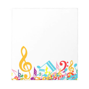 Bloc-note Notes musicales brouillées colorées