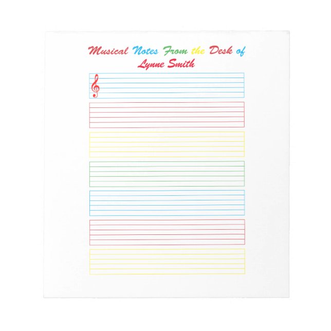 Bloc-note Notes Musicales Lignes Colorées (Devant)