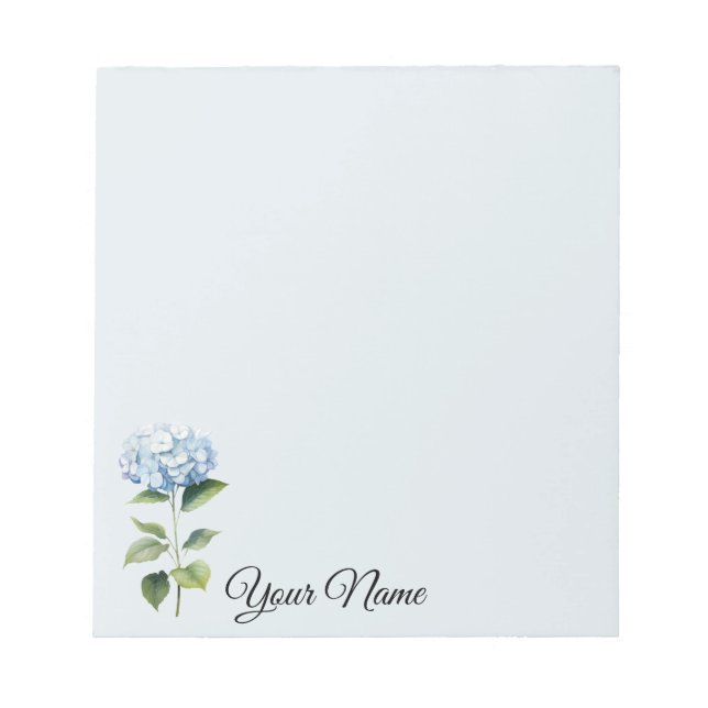 Bloc-note Notes personnalisées, bleues, à fleurs (Devant)