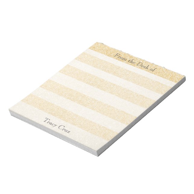 Bloc-note Notes personnalisées élégantes rayées or (Tourné)