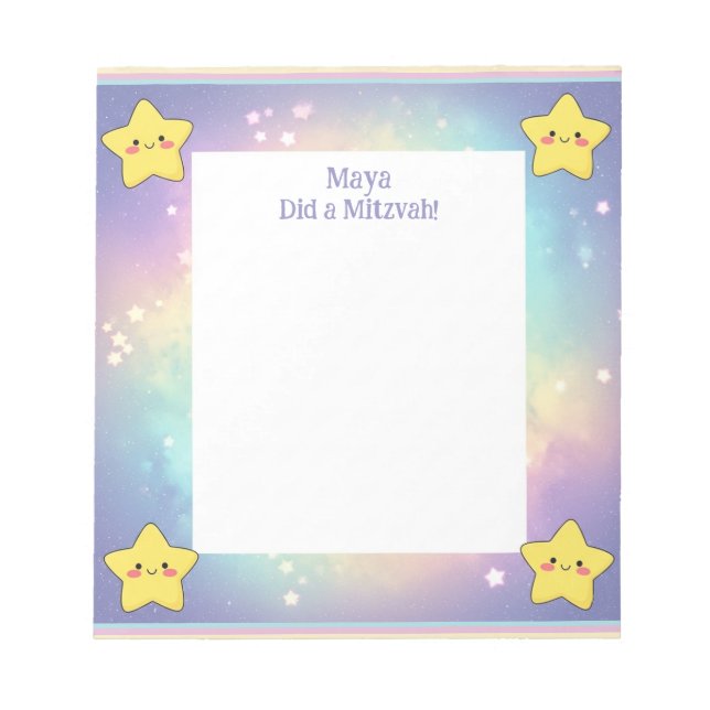 Bloc-note Notes personnalisées Mitzvah Rainbow Stars Bloc-no (Devant)
