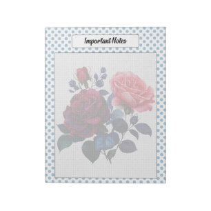 Bloc-note Notes Roses rose et bleu