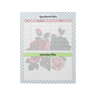 Bloc-note Notes Roses rose et bleu