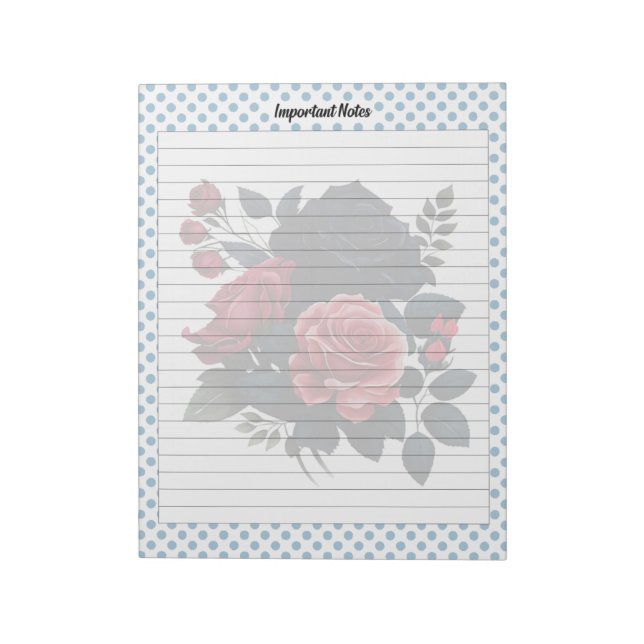 Bloc-note Notes Roses rose et bleu (Tourné)