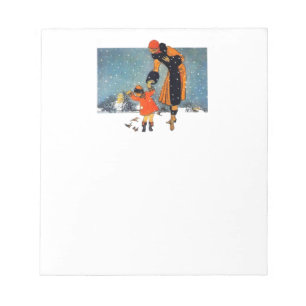 Bloc-note Nourrir les oiseaux dans la neige