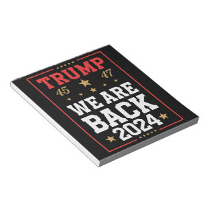 Bloc-note Nous sommes de retour Trump USA Flag Election Winn