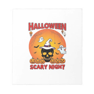 Bloc-note Nuit effrayante d'Halloween Crâne Chapeau de sorci