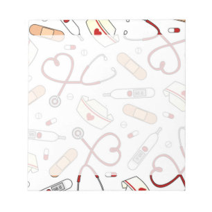 Bloc-note Nurse Love Print White Background