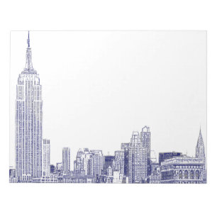 Bloc-note NYC Skyline Etched 01 Blue