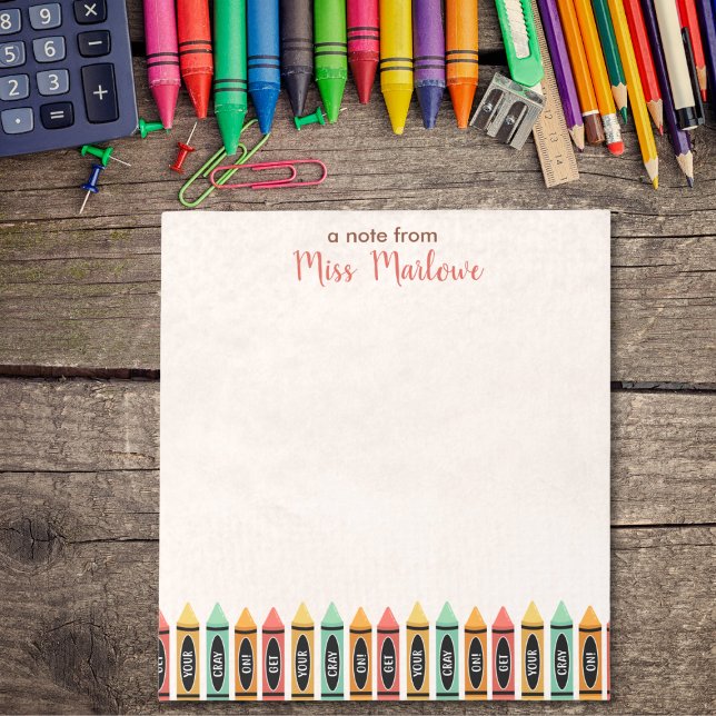 Bloc-note Obtenez Votre Gris Sur L'Appréciation De L'Enseign (Teacher Appreciation Gift Get Your Cray On Personalized Notepad)