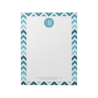 Bloc-note Ocean Bleu Chevron Ombré ZigZag Monogrammé