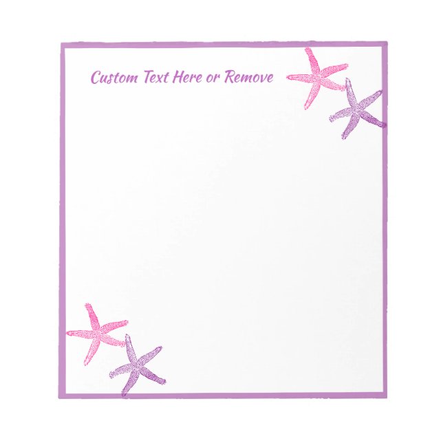 Bloc-note Ocean Sea Starfish Pink Purple Personnalisé (Devant)