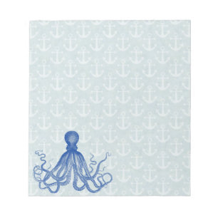 Bloc-note Octopus bleu vintage avec Ancres