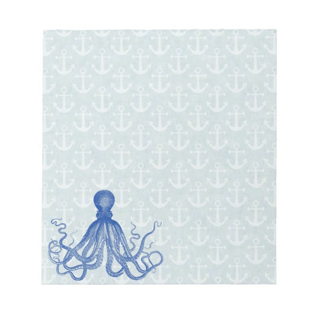 Bloc-note Octopus bleu vintage avec Ancres (Devant)