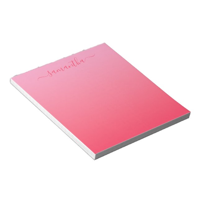 Bloc-note Œillet Fuchsia Rose Dégradé Féminin Signature (Incliné)