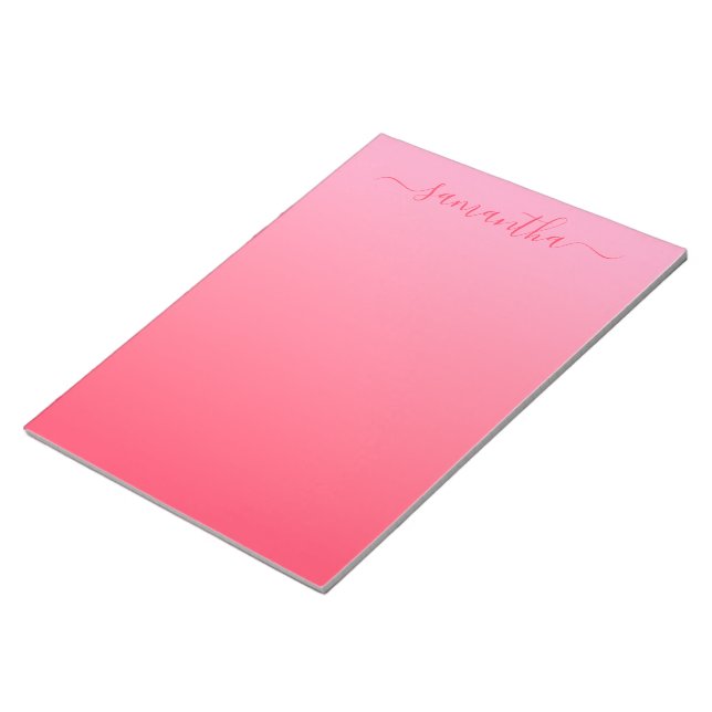 Bloc-note Œillet Fuchsia Rose Dégradé Féminin Signature (Incliné)
