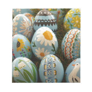 Bloc-note Oeufs de pâques peints par bleu