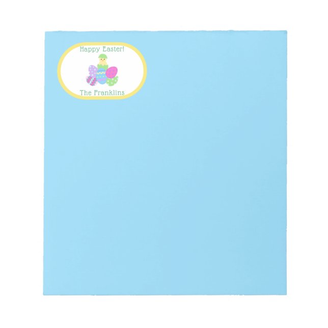 Bloc-note Oeufs de Pâques Poussin et Papier Bleu Clair (Devant)