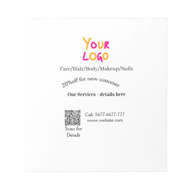 Bloc-note offre de services de réduction du salon de massage (Devant)