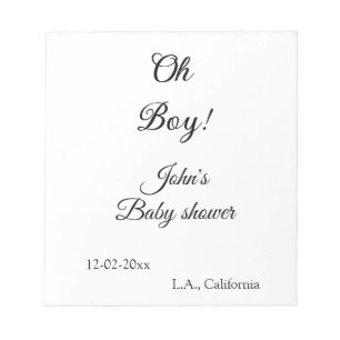 Bloc-note oh garçon fille baby shower ajouter nom date année
