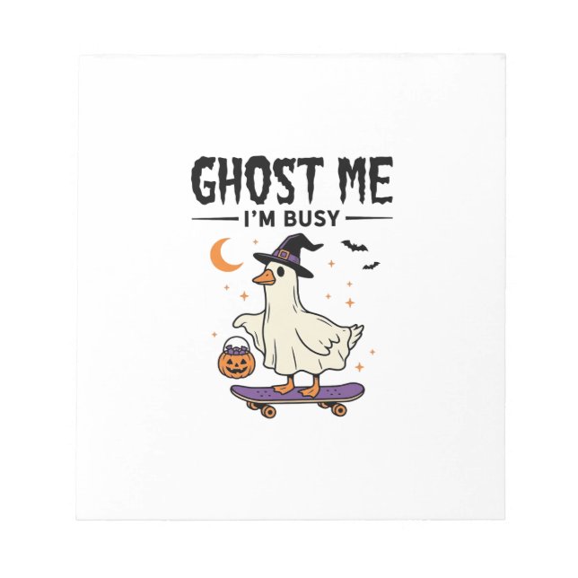 Bloc-note Oie d'Halloween Ghost Me Je suis occupé Skateboard (Devant)