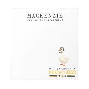 Bloc-note Oie personnalisée de répartiteur 911 avec casque