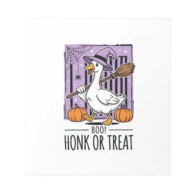 Bloc-note Oie sorcière de Halloween Honk ou Treat (Devant)