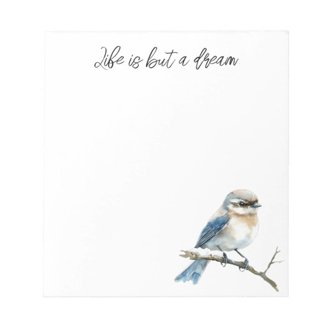 Bloc-note Oiseau bleu sur une branche d'arbre (Devant)