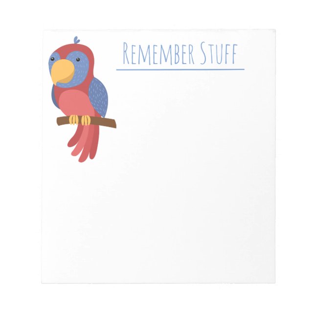 Bloc-note Oiseau de perroquet bleu mignon "Souvenez-vous des (Devant)