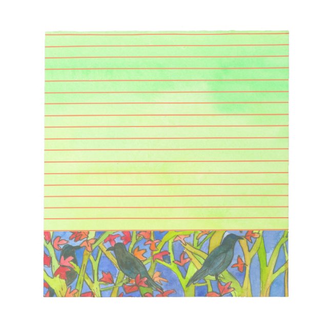 Bloc-note Oiseaux de Corneille Noire Feuilles d'automne (Devant)