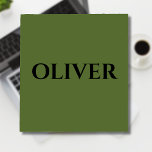 Bloc-note Olive Green et minimaliste Nom noir<br><div class="desc">Olive Green Arrière - plan et Black Stylish Minimalist Nom personnalisé. Vous pouvez également supprimer la personnalisation et profiter du design élégant et minimal.</div>