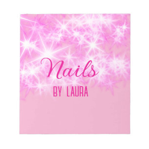 Bloc-note Ongles scintillants pastel rose girly ajoutez nom